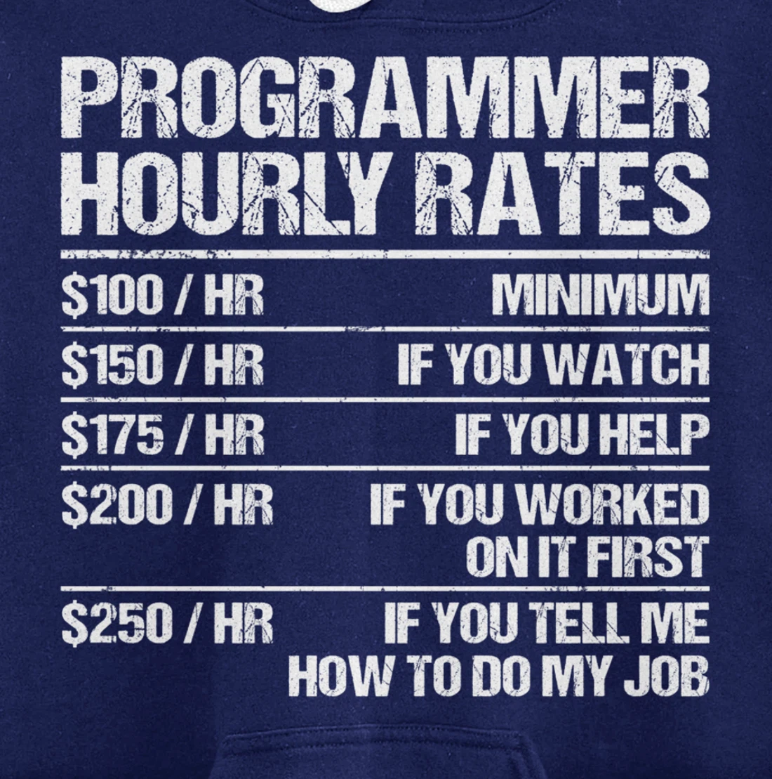 Programmer Hourly Rates Programming Funny Coder Gift Pullover Hoodie