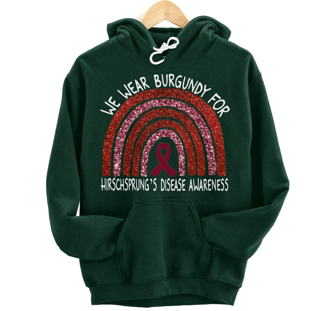 We Wear Burgundy For Hirschsprung’s Disease Rainbow Pullover Hoodie
