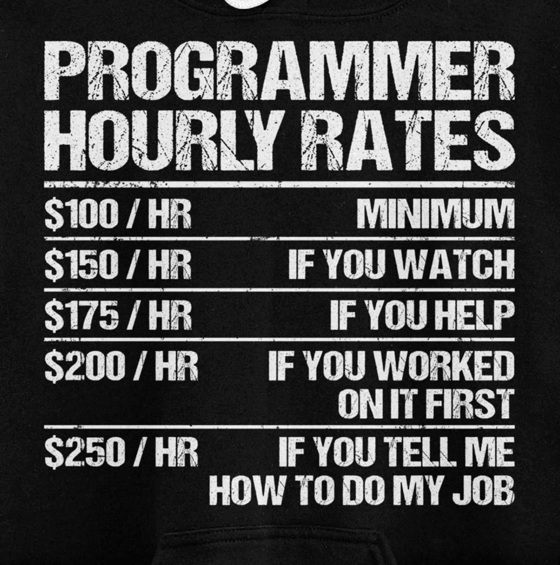 Programmer Hourly Rates Programming Funny Coder Gift Pullover Hoodie
