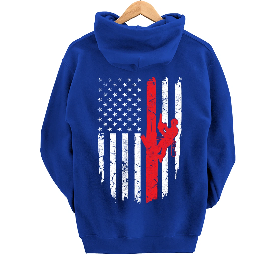 USA American Flag Arborist 4th of July Patriotic Pullover Hoodie