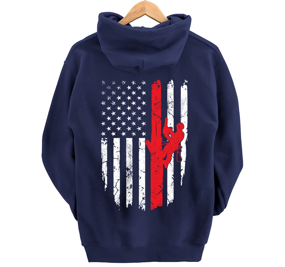 USA American Flag Arborist 4th of July Patriotic Pullover Hoodie