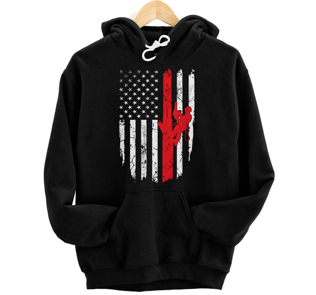 USA American Flag Arborist 4th of July Patriotic Pullover Hoodie