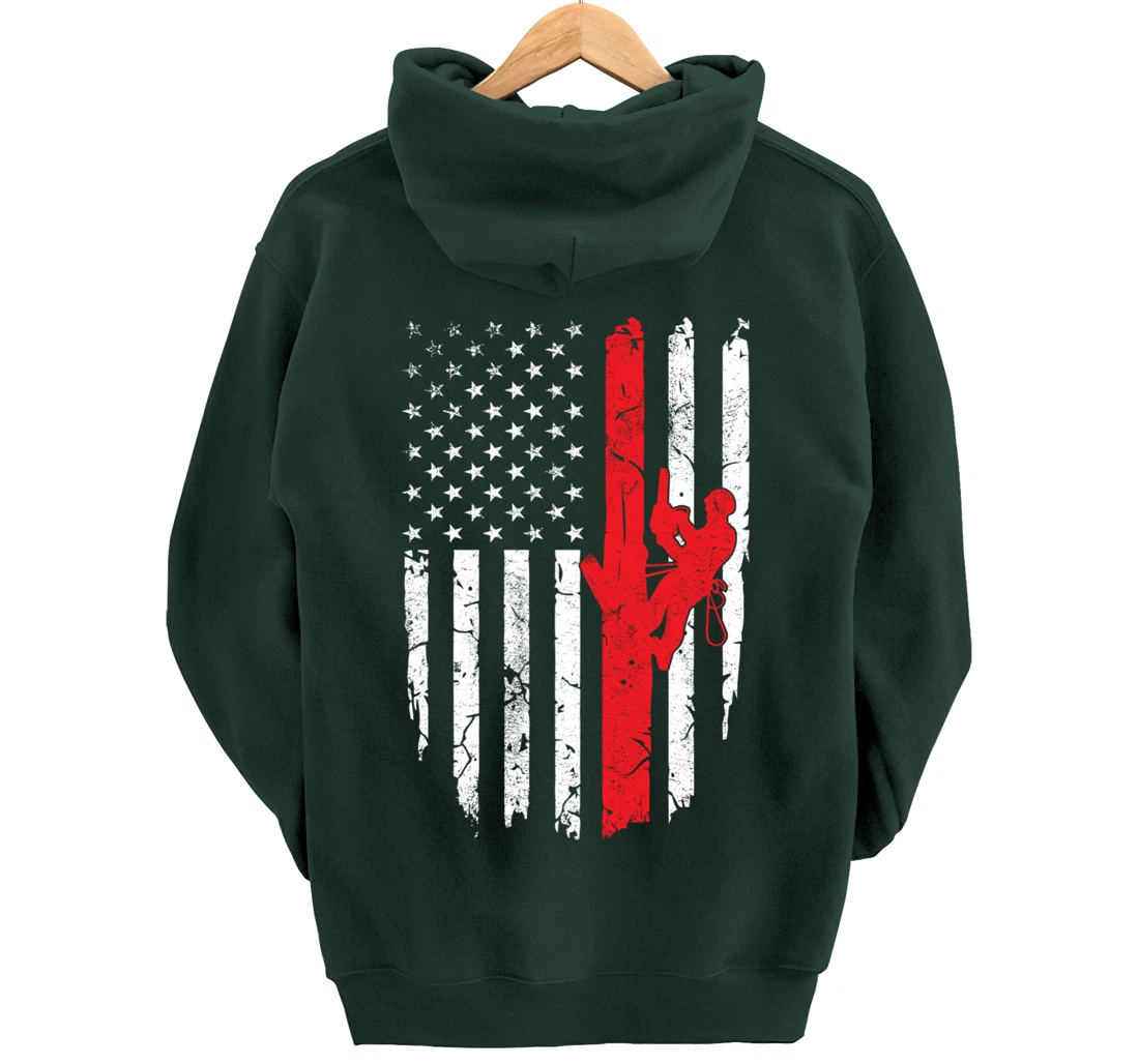 USA American Flag Arborist 4th of July Patriotic Pullover Hoodie
