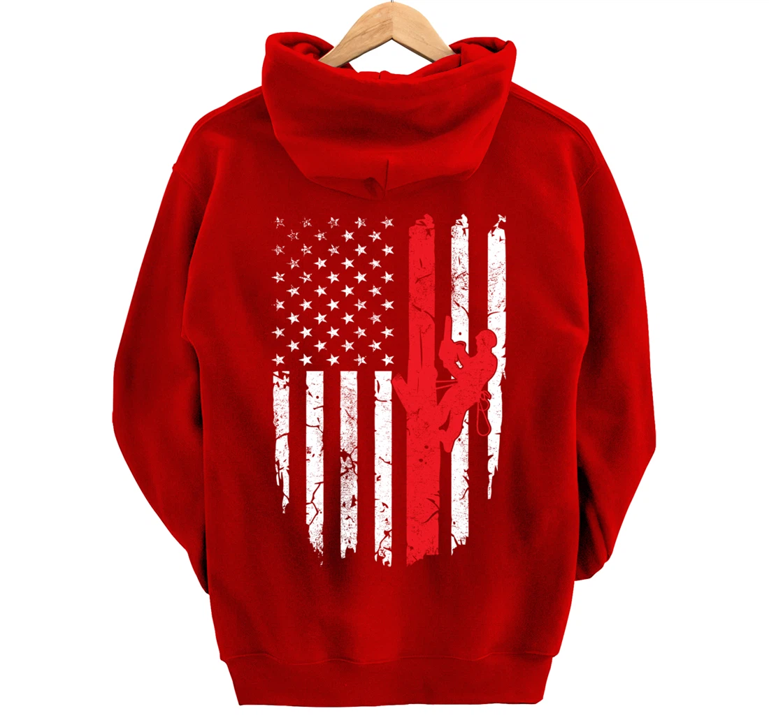 USA American Flag Arborist 4th of July Patriotic Pullover Hoodie