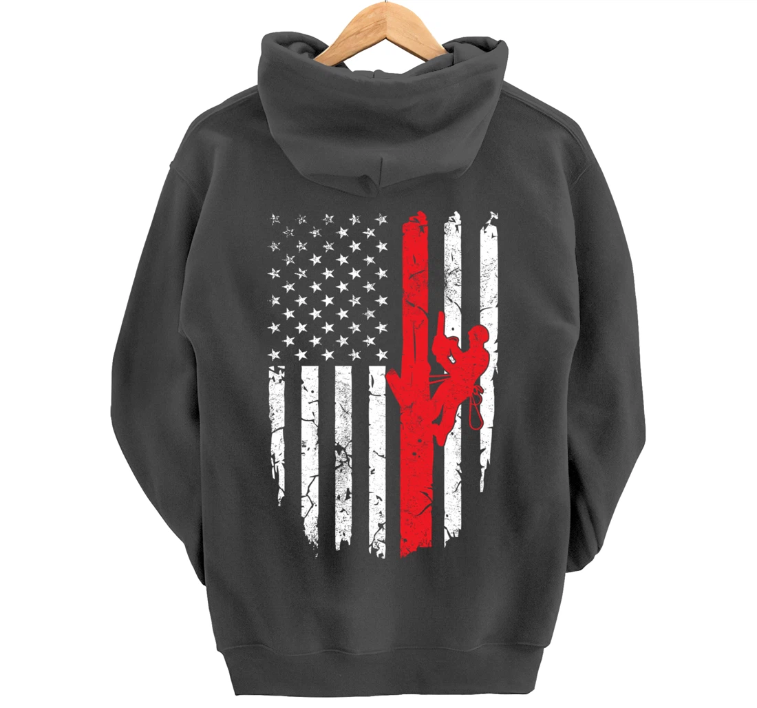 USA American Flag Arborist 4th of July Patriotic Pullover Hoodie