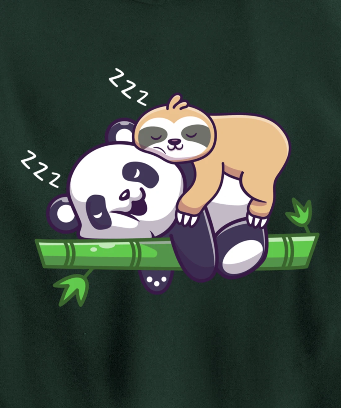 Cute sleeping sloth on panda bear - sloth sleep Pullover Hoodie