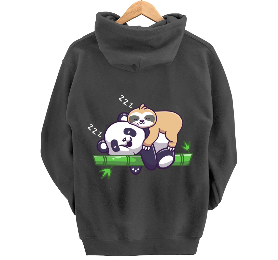 Cute sleeping sloth on panda bear - sloth sleep Pullover Hoodie