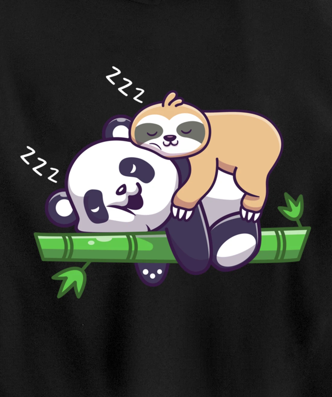 Cute sleeping sloth on panda bear - sloth sleep Pullover Hoodie