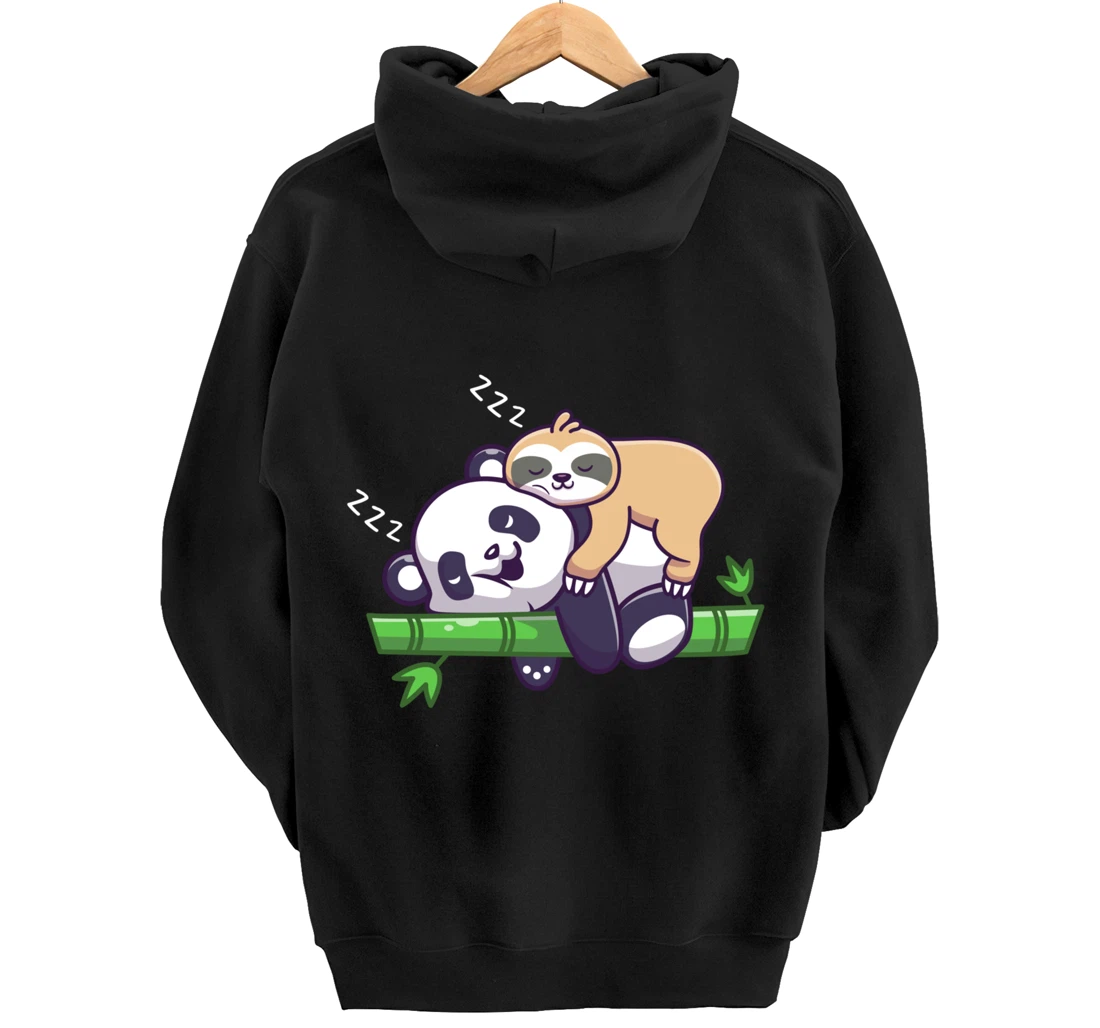 Cute sleeping sloth on panda bear - sloth sleep Pullover Hoodie