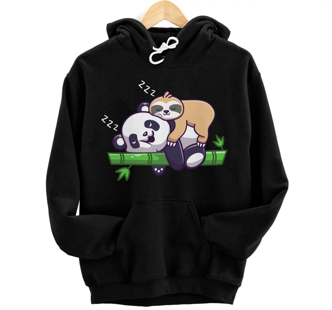 Cute sleeping sloth on panda bear - sloth sleep Pullover Hoodie