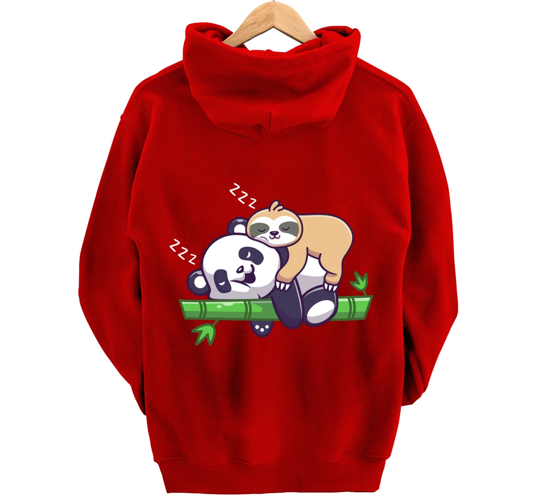 Cute sleeping sloth on panda bear - sloth sleep Pullover Hoodie