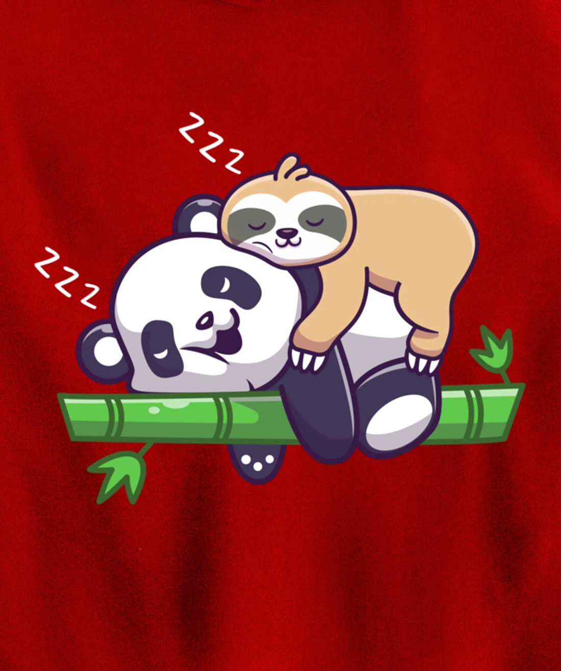 Cute sleeping sloth on panda bear - sloth sleep Pullover Hoodie