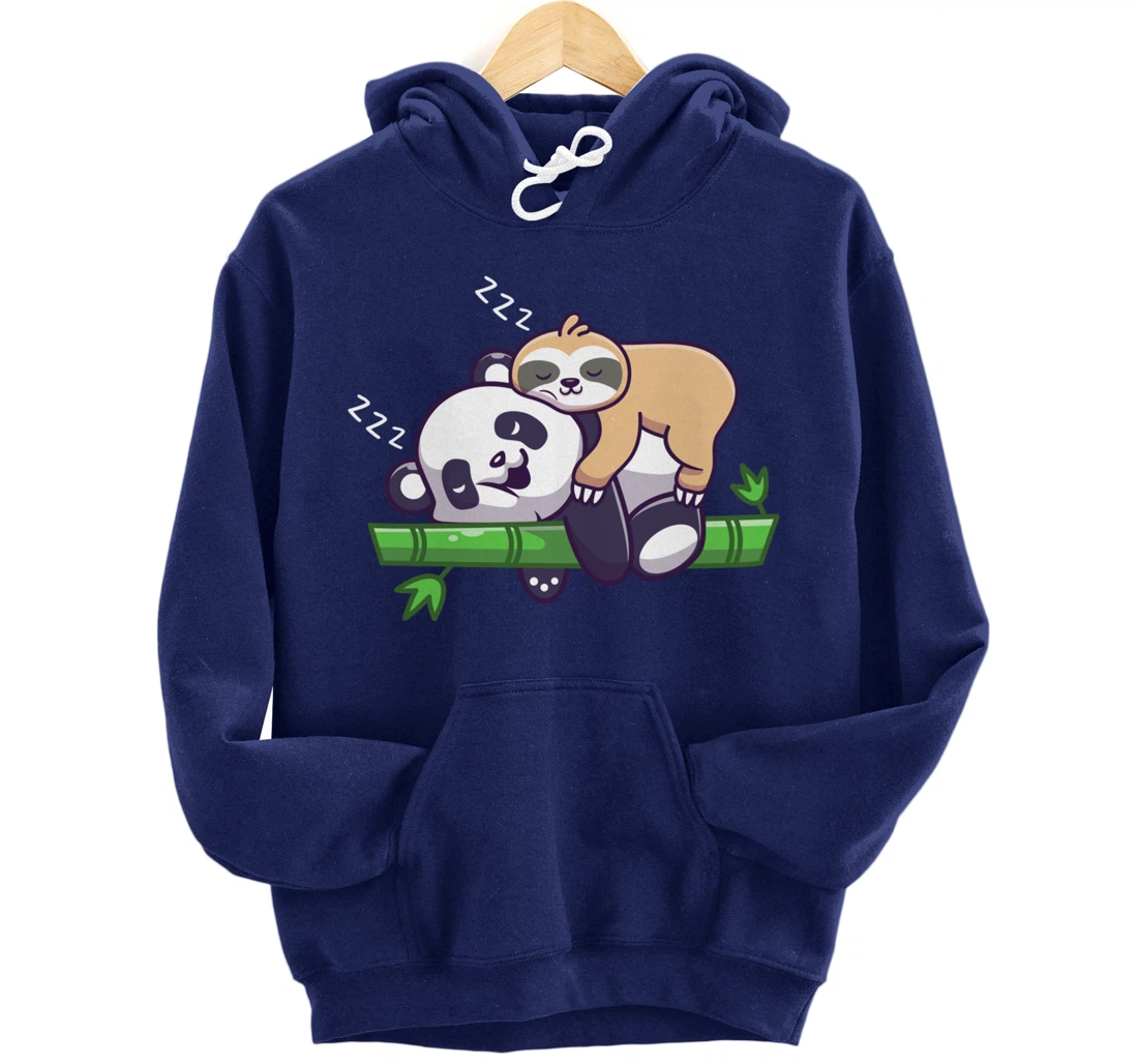 Cute sleeping sloth on panda bear - sloth sleep Pullover Hoodie