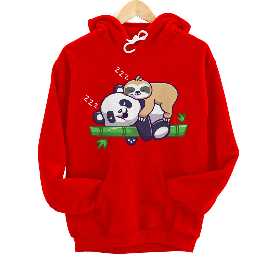 Cute sleeping sloth on panda bear - sloth sleep Pullover Hoodie