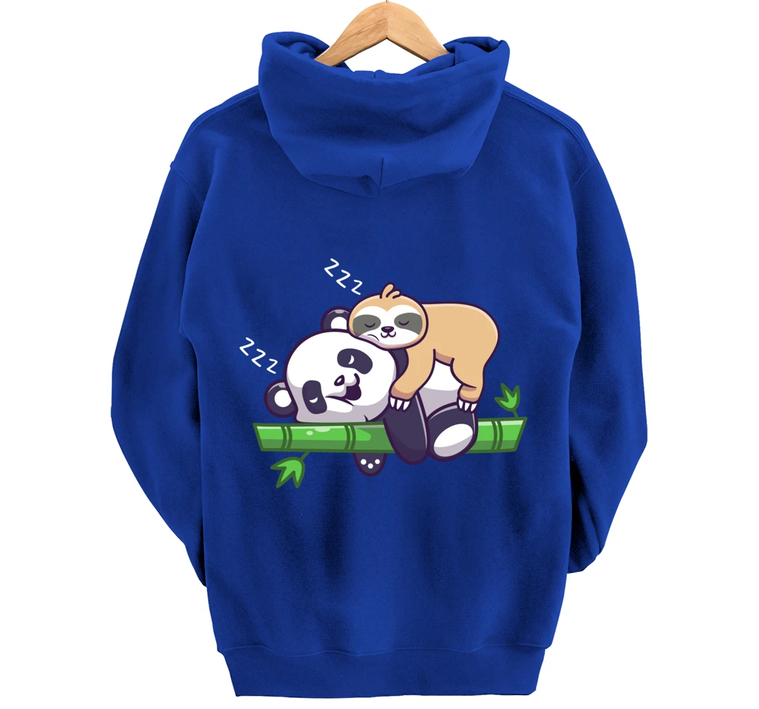 Cute sleeping sloth on panda bear - sloth sleep Pullover Hoodie