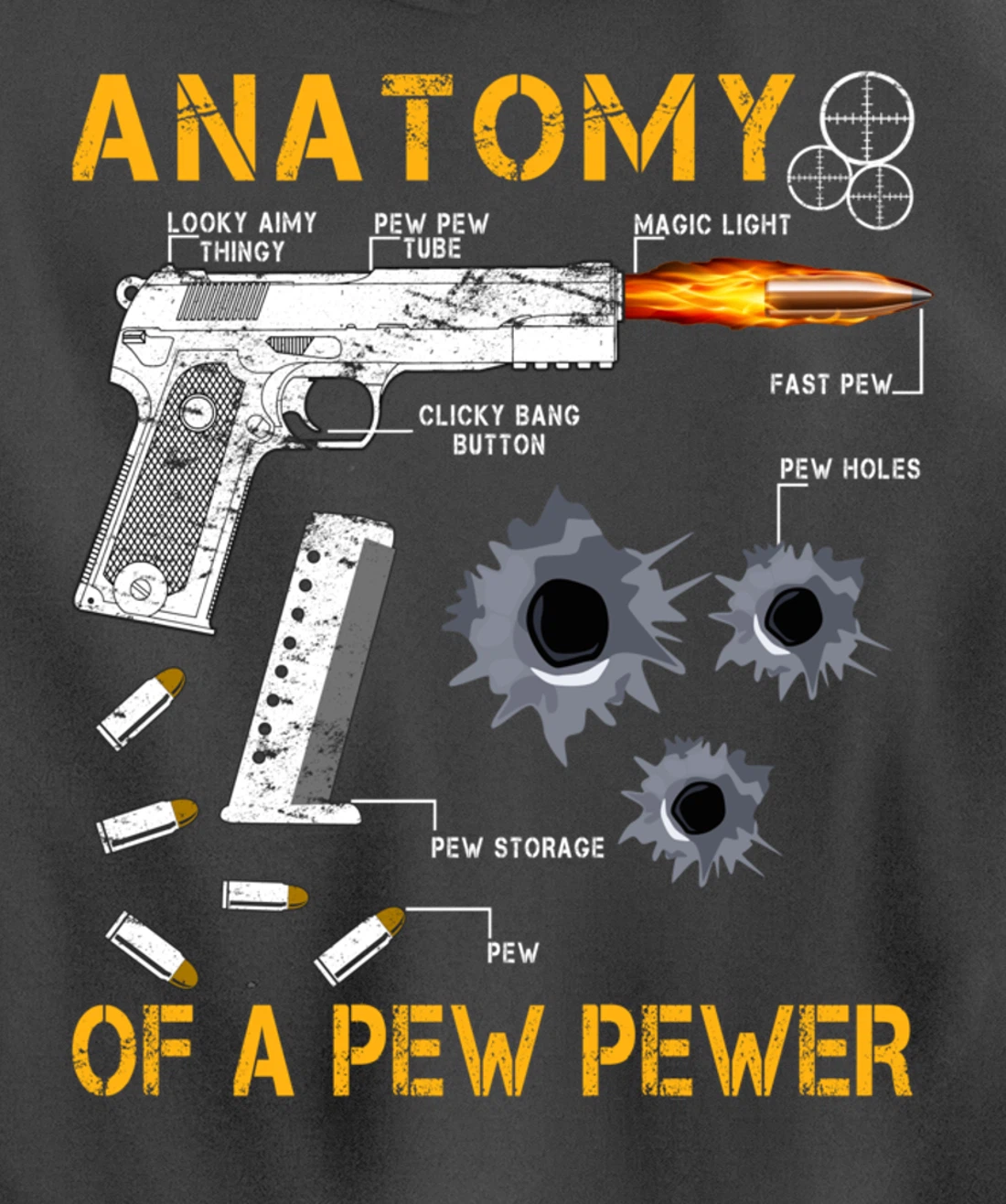 Funny Anatomy Of A Pew Pewer - 2nd Amendment Gift Tee Man Pullover Hoodie