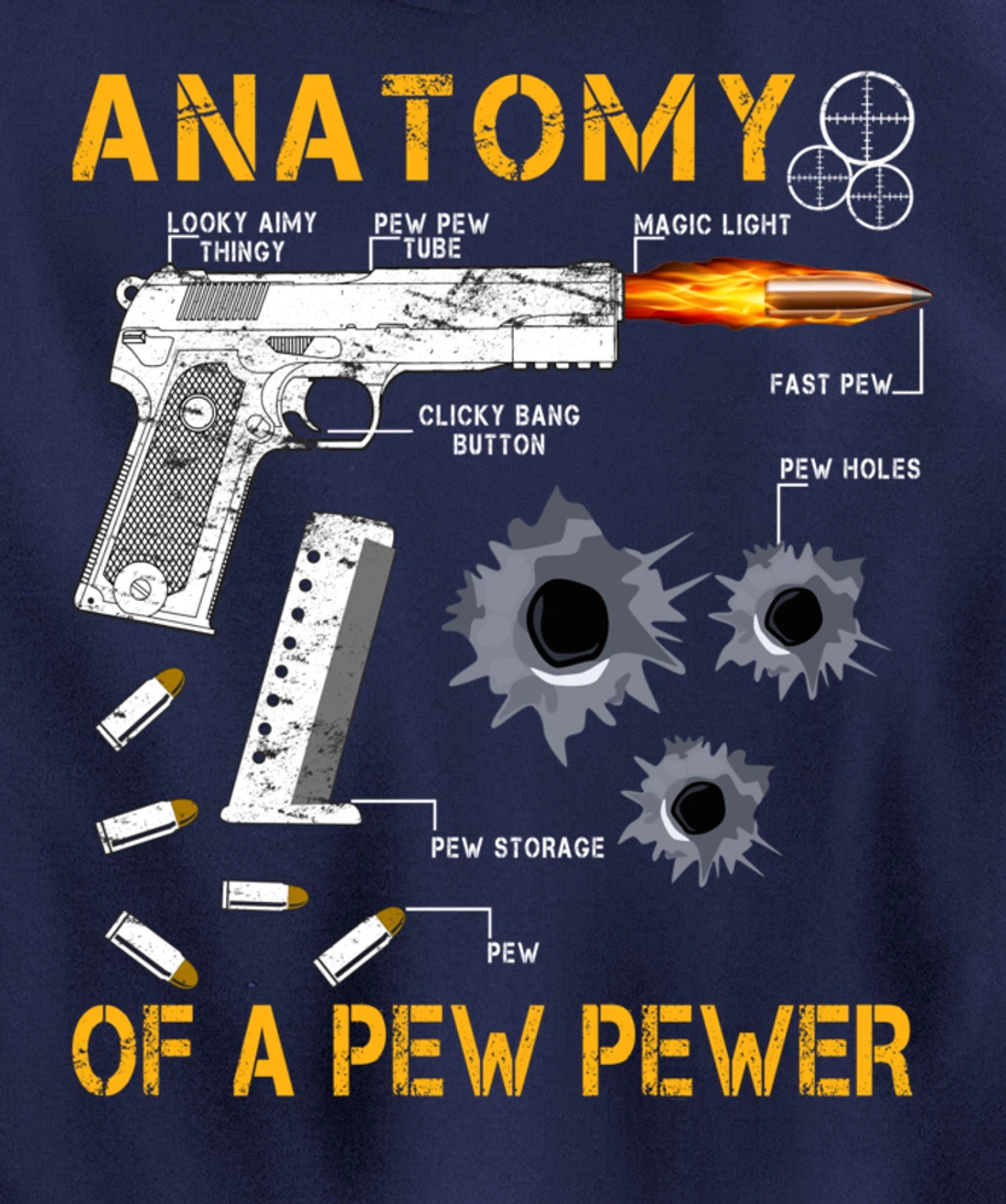 Funny Anatomy Of A Pew Pewer - 2nd Amendment Gift Tee Man Pullover Hoodie