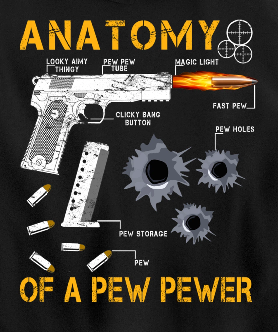 Funny Anatomy Of A Pew Pewer - 2nd Amendment Gift Tee Man Pullover Hoodie
