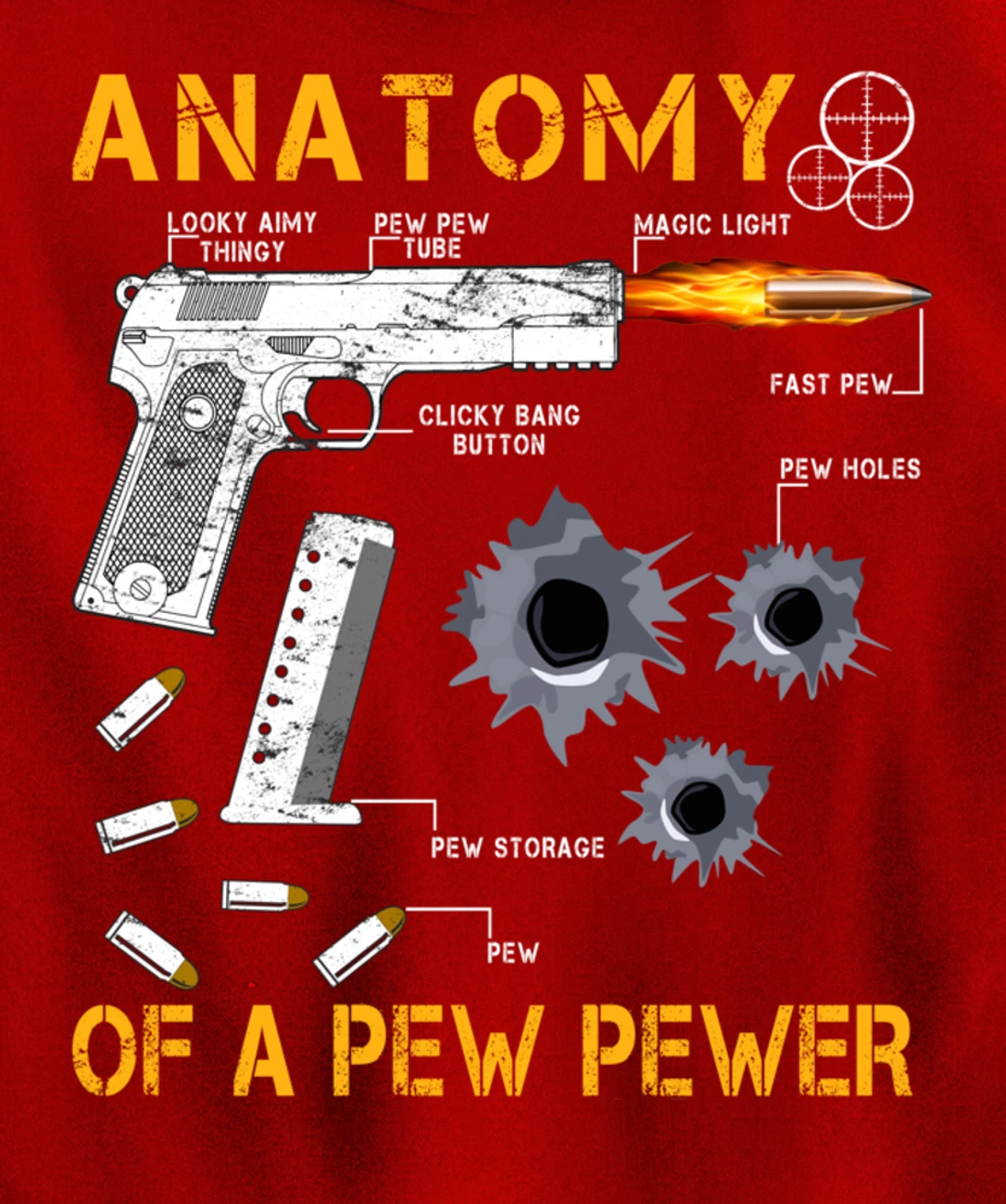 Funny Anatomy Of A Pew Pewer - 2nd Amendment Gift Tee Man Pullover Hoodie