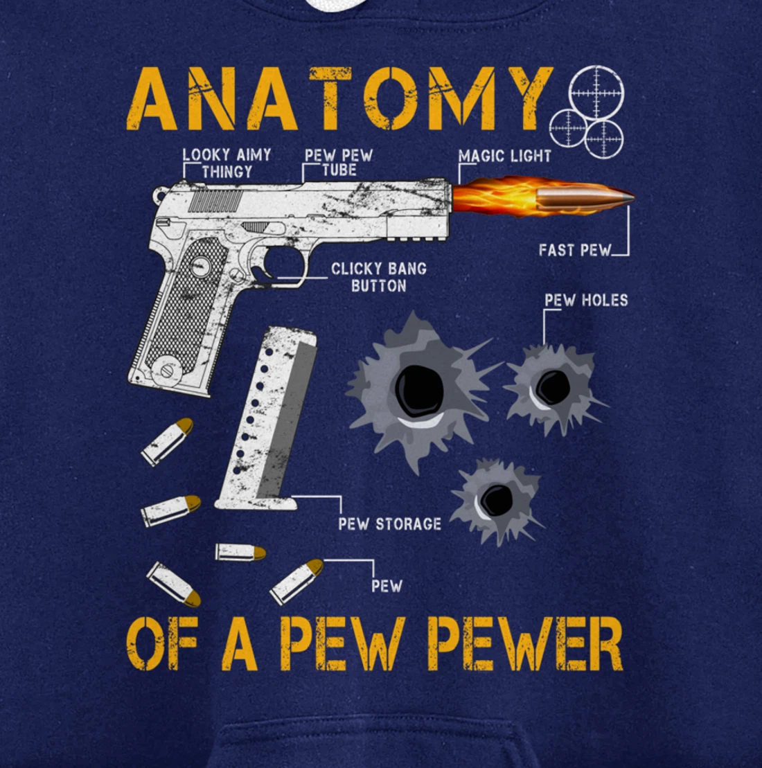 Funny Anatomy Of A Pew Pewer - 2nd Amendment Gift Tee Man Pullover Hoodie