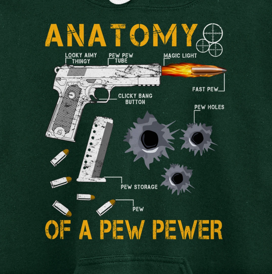 Funny Anatomy Of A Pew Pewer - 2nd Amendment Gift Tee Man Pullover Hoodie