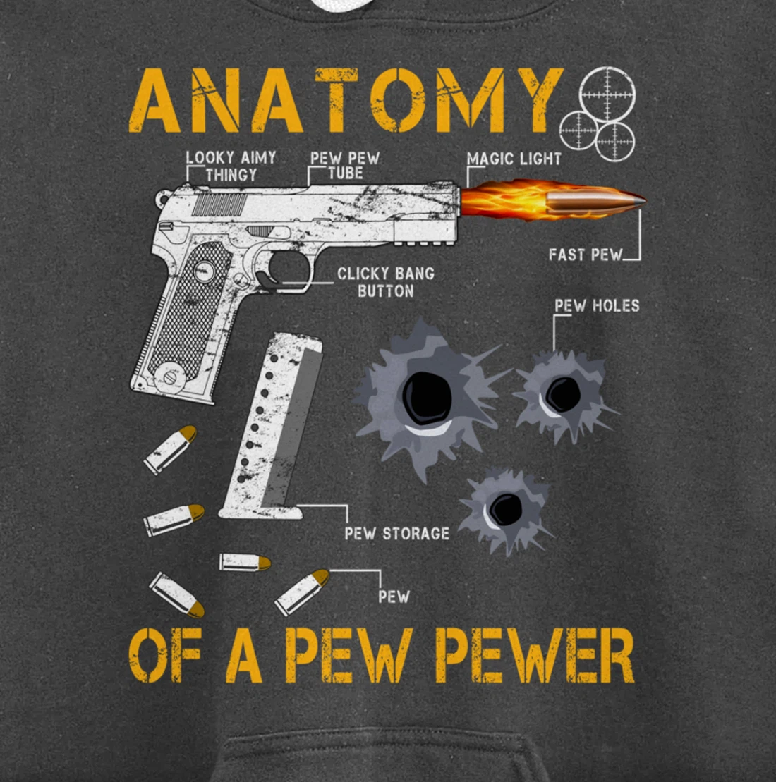 Funny Anatomy Of A Pew Pewer - 2nd Amendment Gift Tee Man Pullover Hoodie