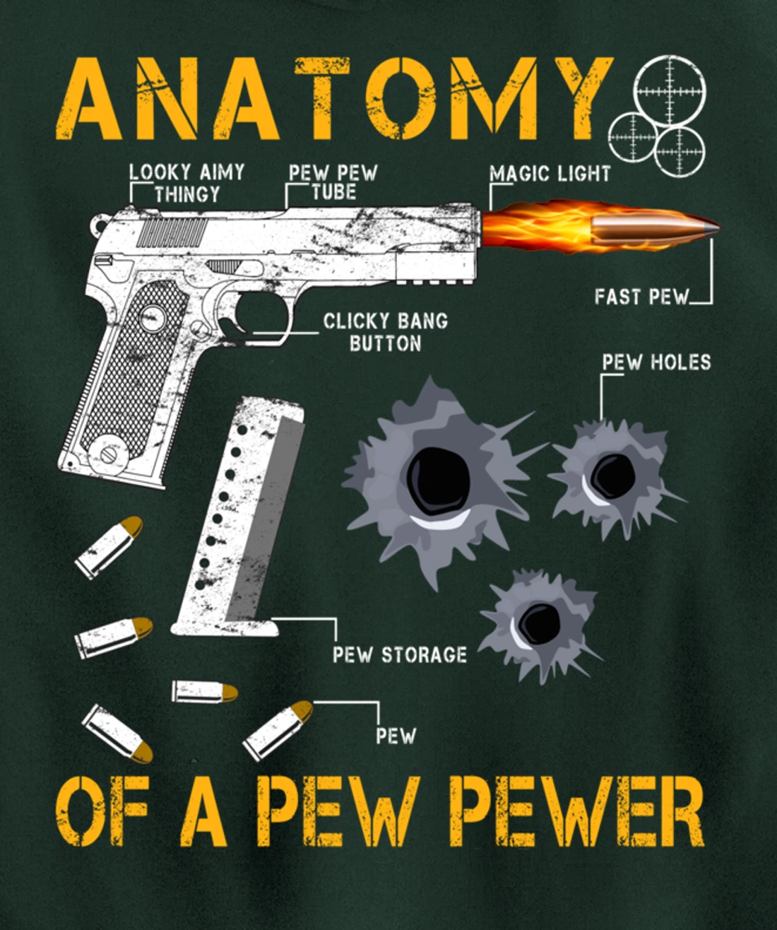 Funny Anatomy Of A Pew Pewer - 2nd Amendment Gift Tee Man Pullover Hoodie
