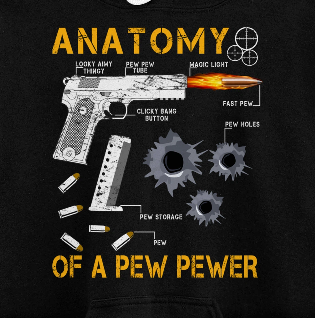 Funny Anatomy Of A Pew Pewer - 2nd Amendment Gift Tee Man Pullover Hoodie