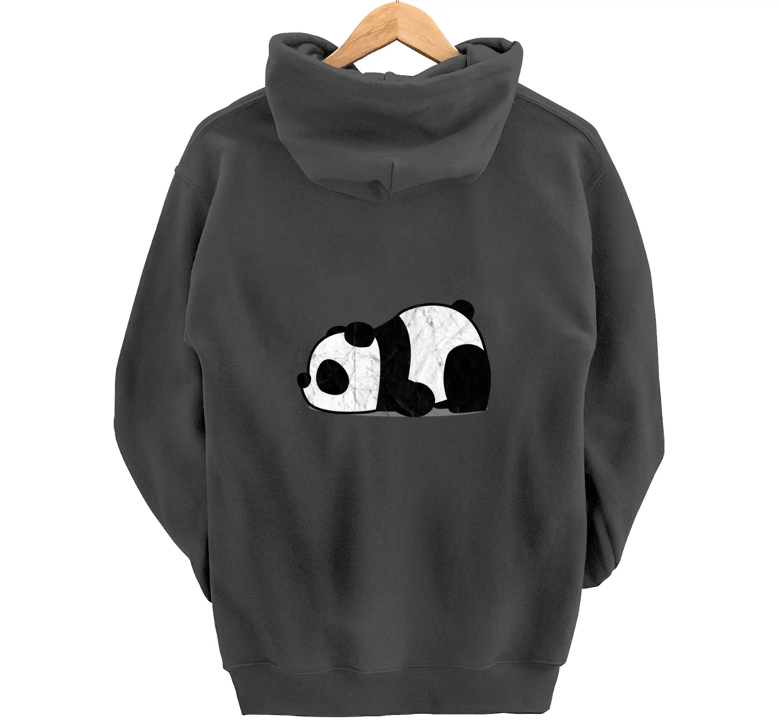 Funny Lazy Panda Retro Graphic Pullover Hoodie