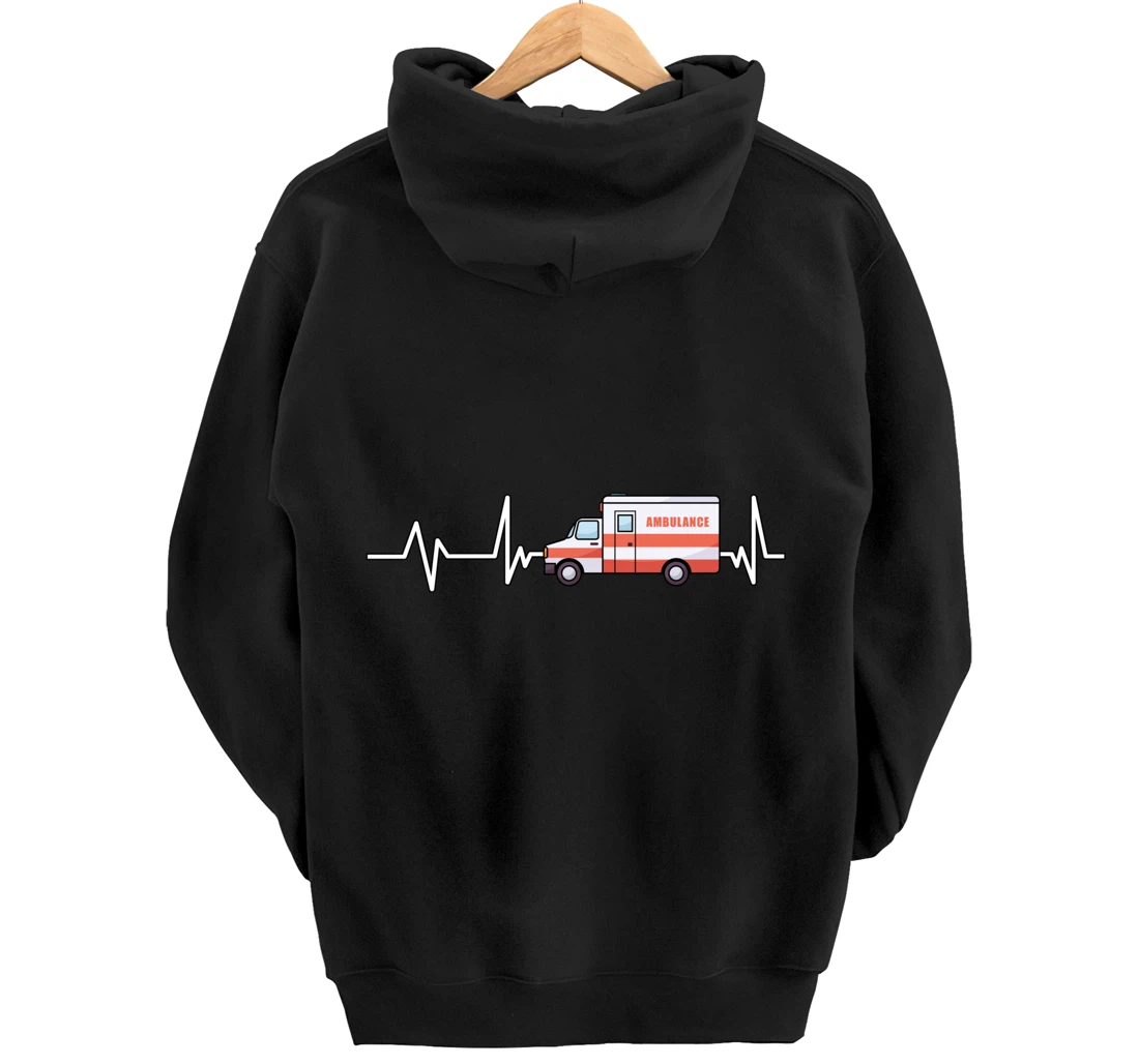 Ambulance Heartbeat Ambulance EMT Gift Ambulance Pullover Hoodie