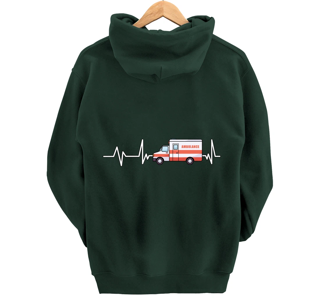 Ambulance Heartbeat Ambulance EMT Gift Ambulance Pullover Hoodie