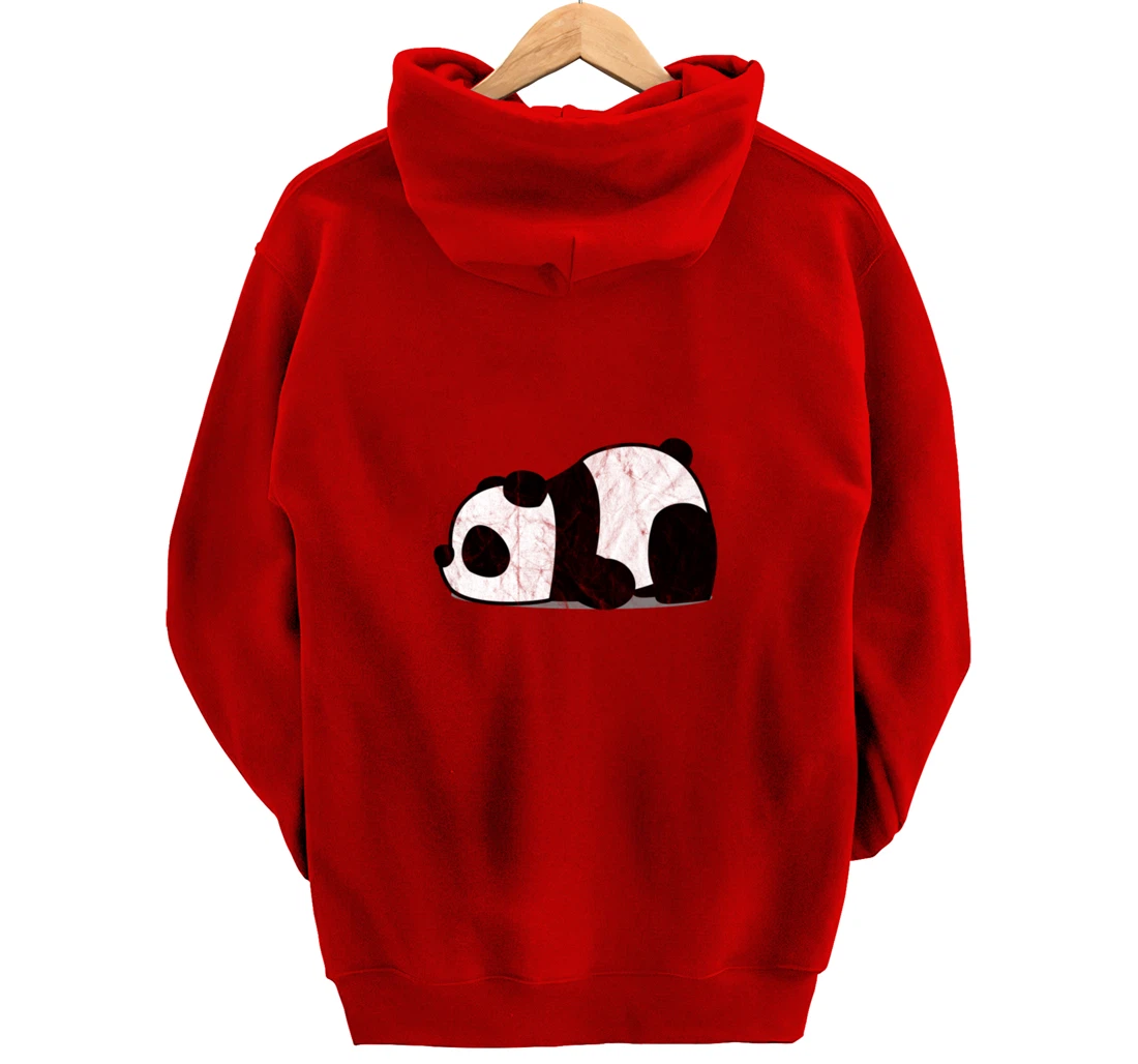 Funny Lazy Panda Retro Graphic Pullover Hoodie