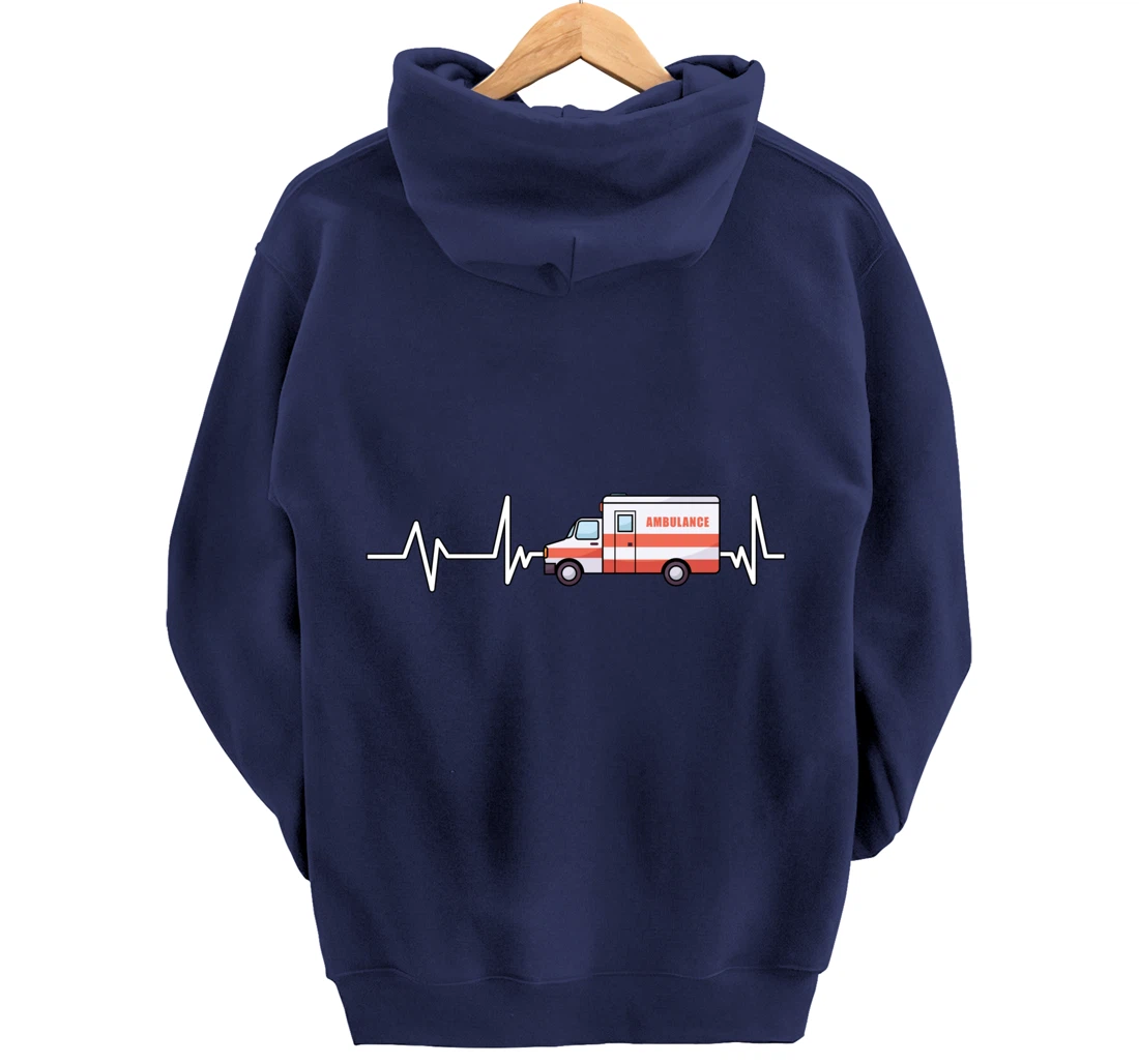 Ambulance Heartbeat Ambulance EMT Gift Ambulance Pullover Hoodie