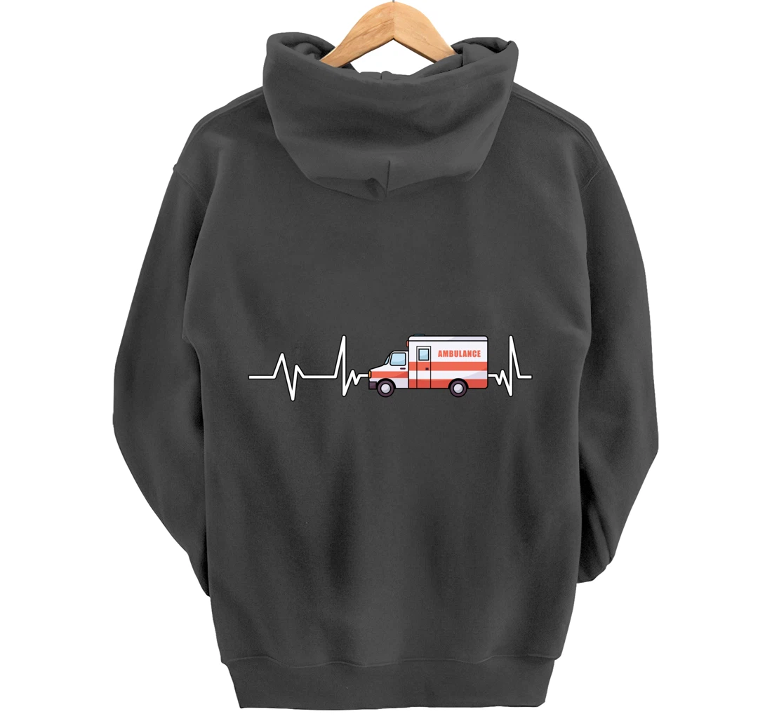 Ambulance Heartbeat Ambulance EMT Gift Ambulance Pullover Hoodie