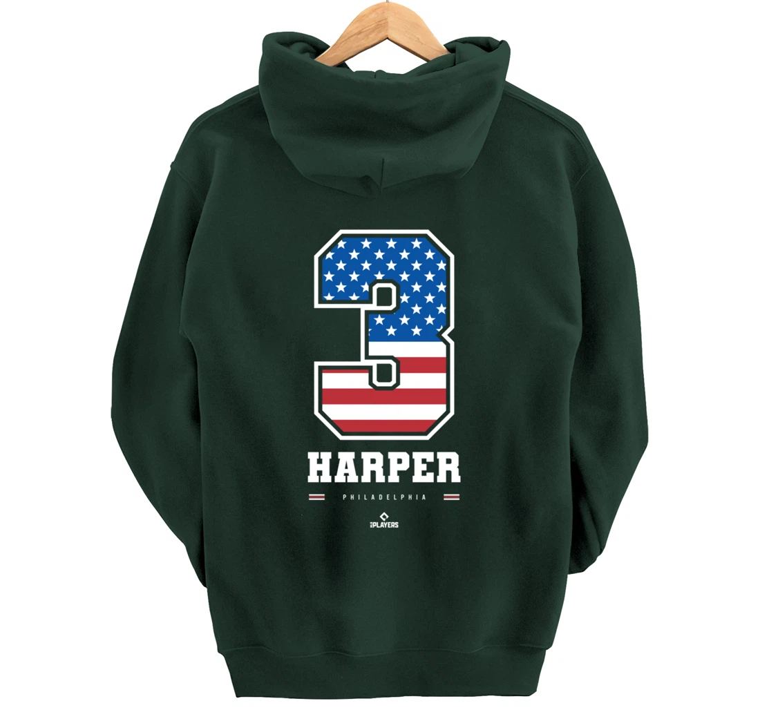 Bryce Harper - US Flag Number Pullover Hoodie