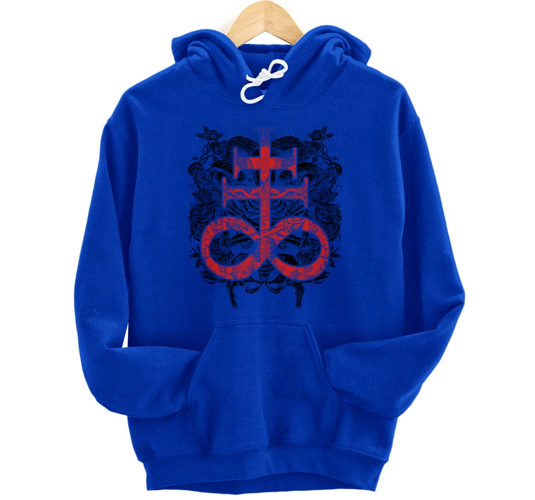 Satanic Gift for Satanist Occult Leviathan Cross Baphomet Pullover Hoodie
