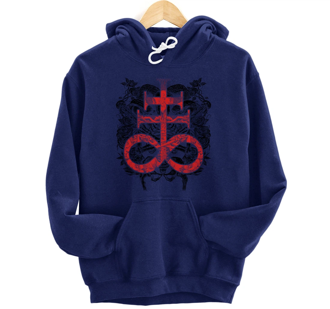 Satanic Gift for Satanist Occult Leviathan Cross Baphomet Pullover Hoodie