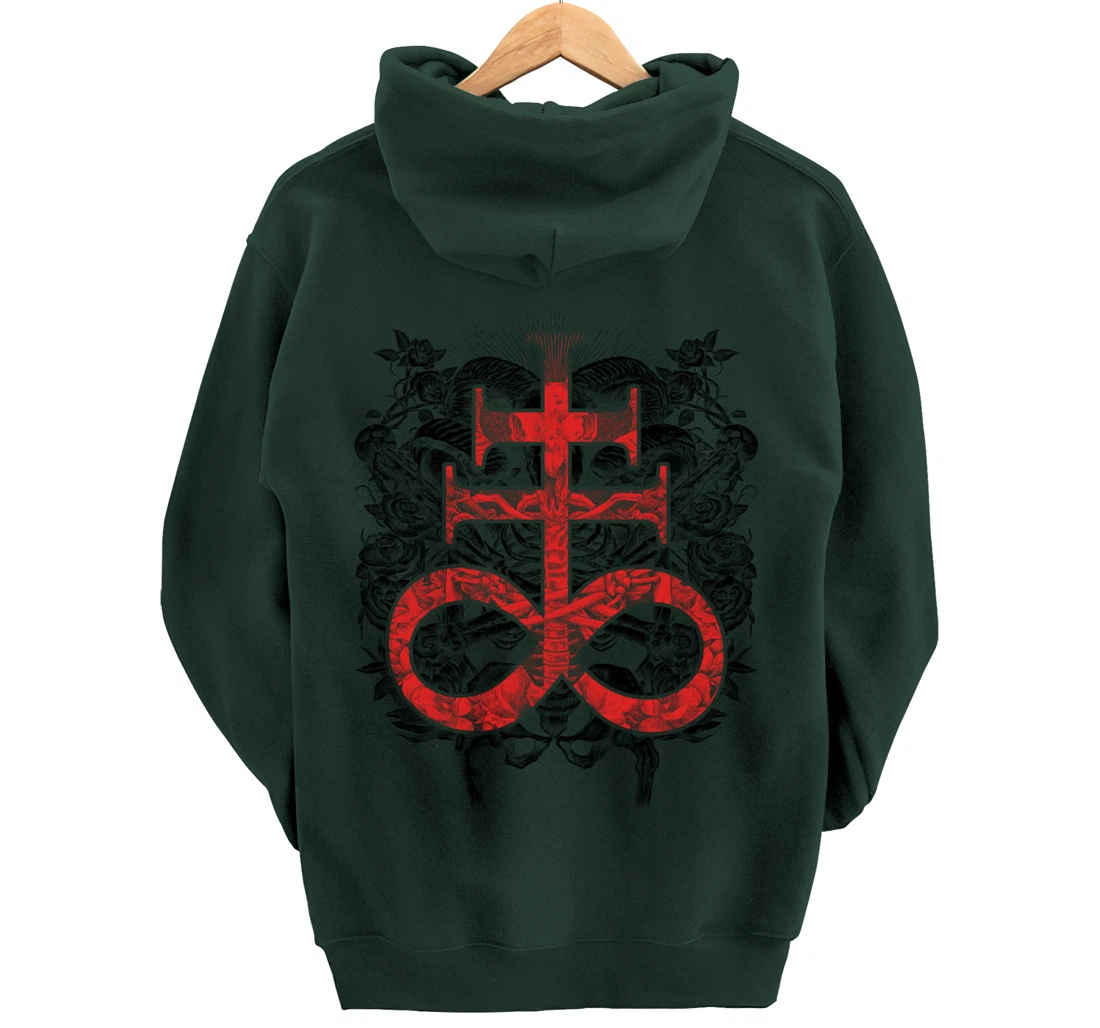 Satanic Gift for Satanist Occult Leviathan Cross Baphomet Pullover Hoodie
