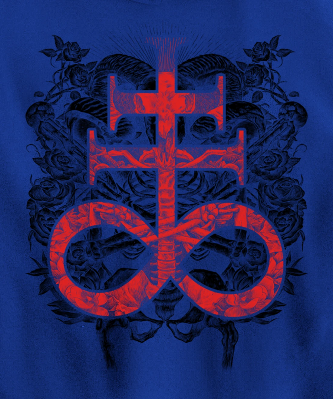 Satanic Gift for Satanist Occult Leviathan Cross Baphomet Pullover Hoodie