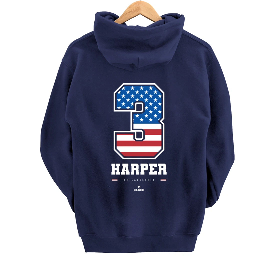 Bryce Harper - US Flag Number Pullover Hoodie