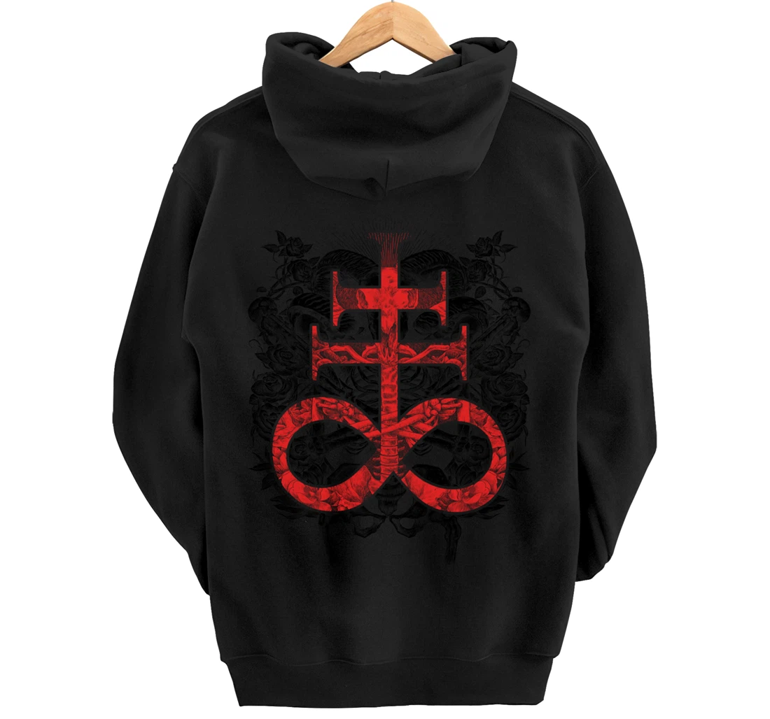 Satanic Gift for Satanist Occult Leviathan Cross Baphomet Pullover Hoodie
