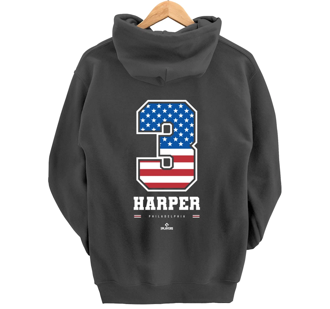 Bryce Harper - US Flag Number Pullover Hoodie