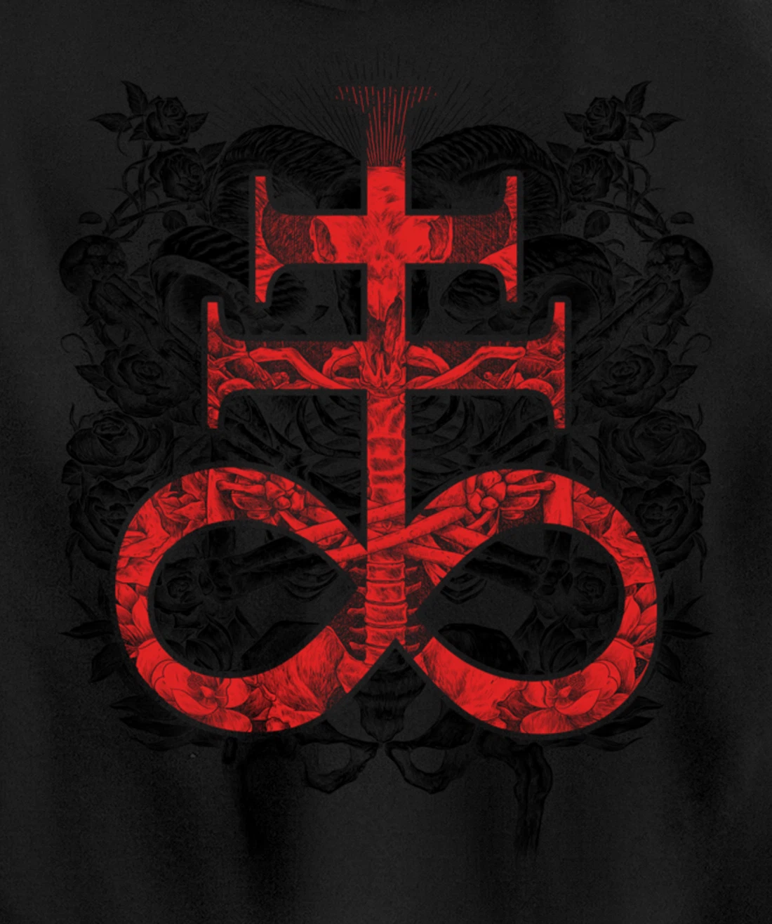 Satanic Gift for Satanist Occult Leviathan Cross Baphomet Pullover Hoodie