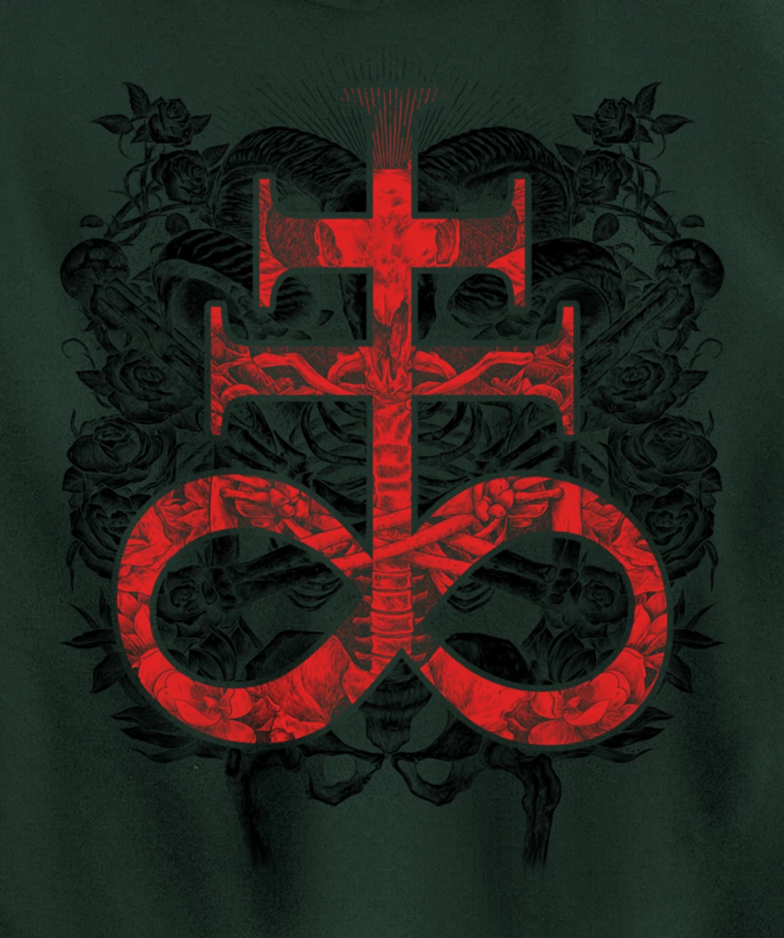 Satanic Gift for Satanist Occult Leviathan Cross Baphomet Pullover Hoodie