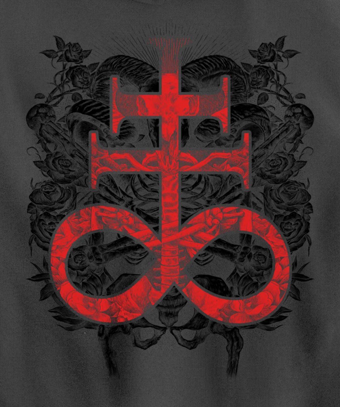 Satanic Gift for Satanist Occult Leviathan Cross Baphomet Pullover Hoodie