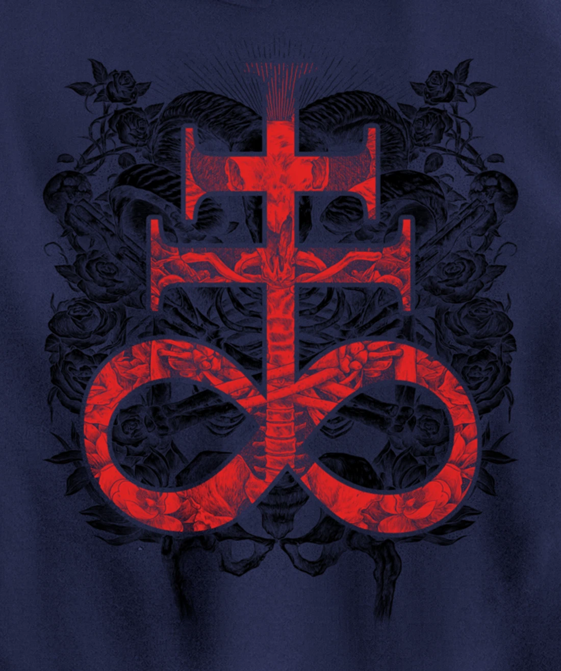 Satanic Gift for Satanist Occult Leviathan Cross Baphomet Pullover Hoodie