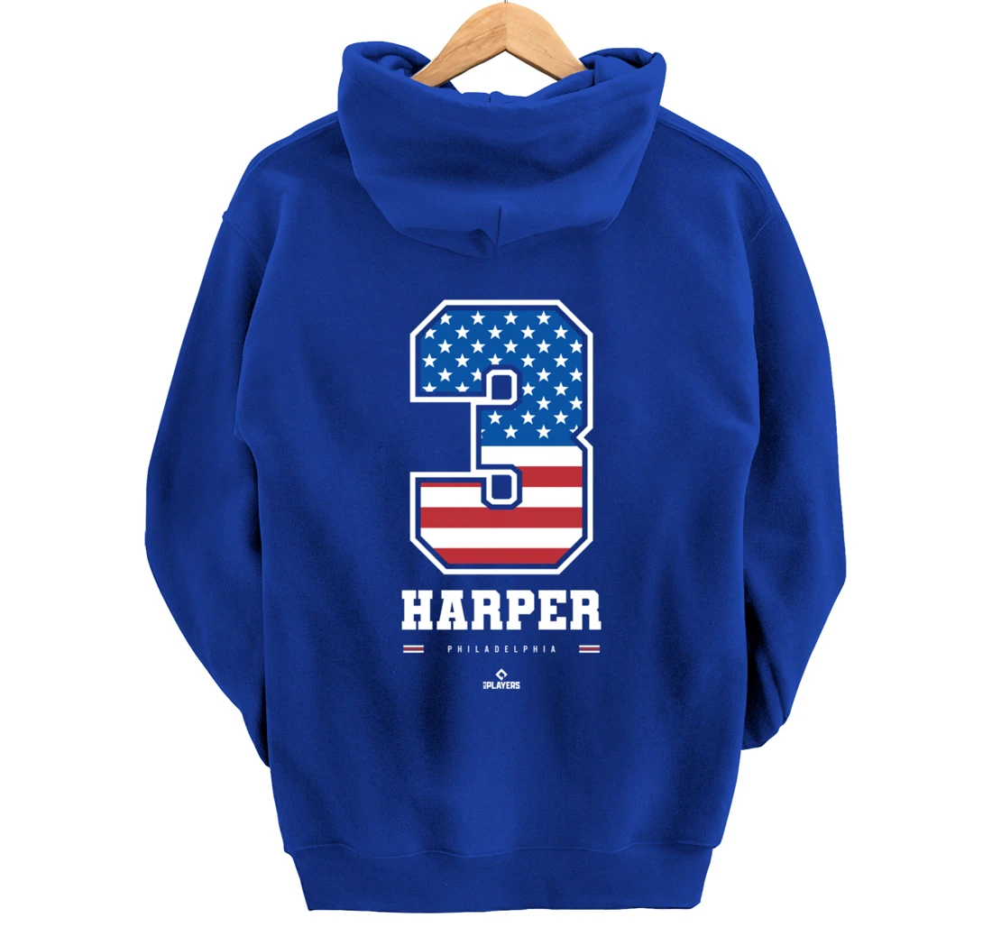 Bryce Harper - US Flag Number Pullover Hoodie