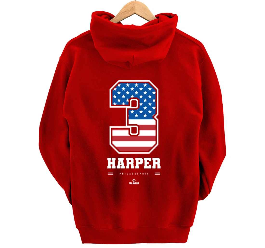 Bryce Harper - US Flag Number Pullover Hoodie