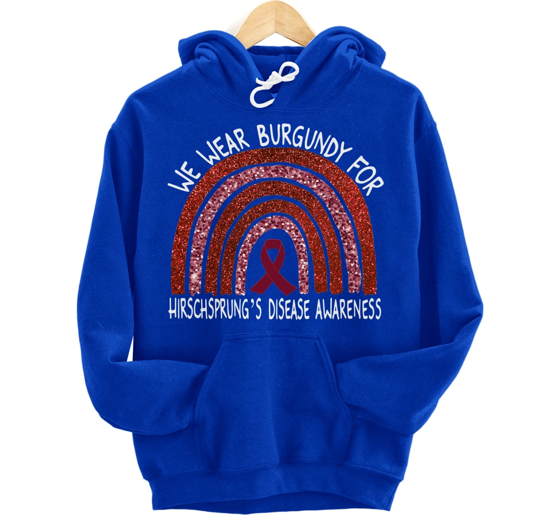 We Wear Burgundy For Hirschsprung’s Disease Rainbow Pullover Hoodie