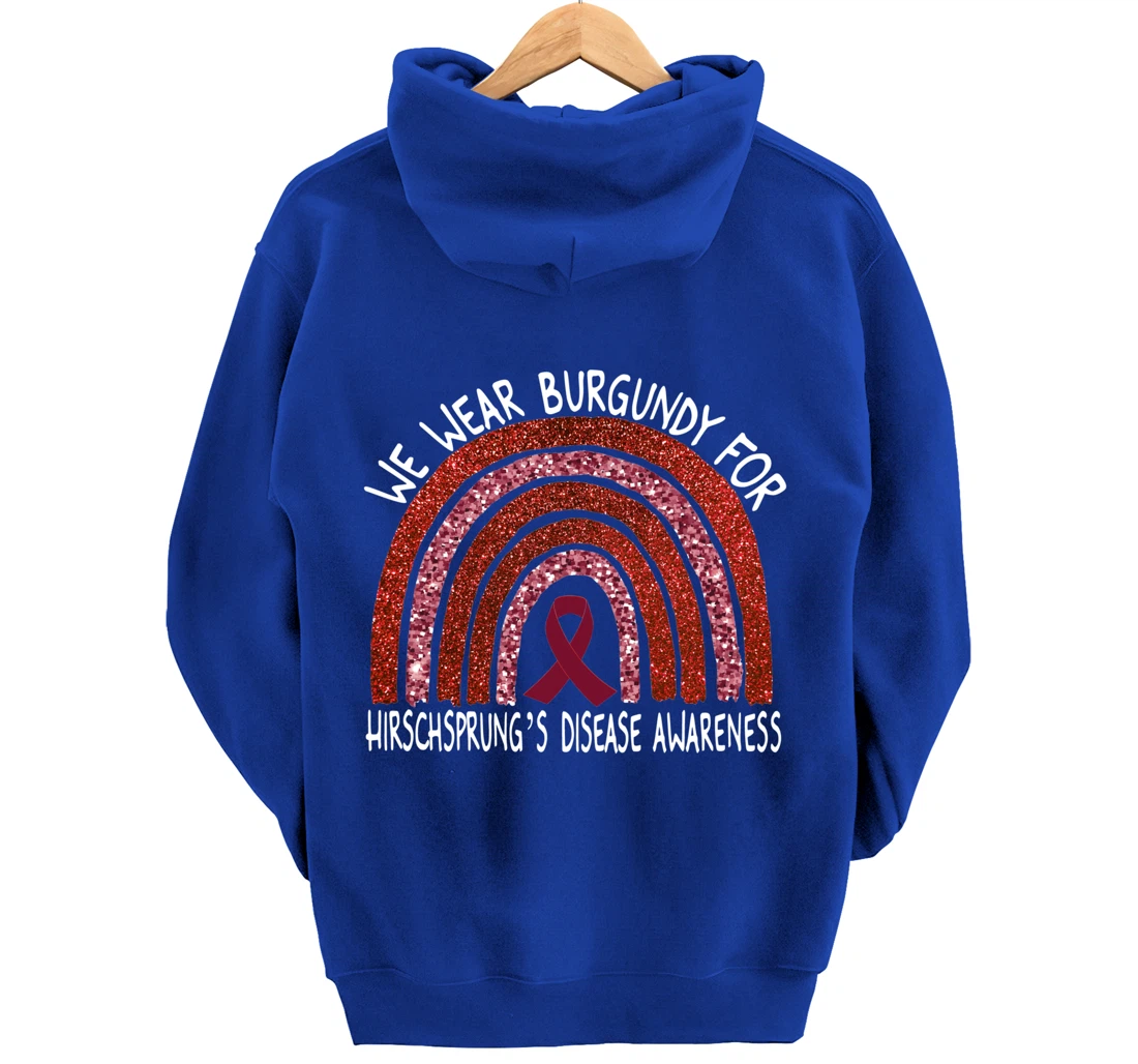 We Wear Burgundy For Hirschsprung’s Disease Rainbow Pullover Hoodie